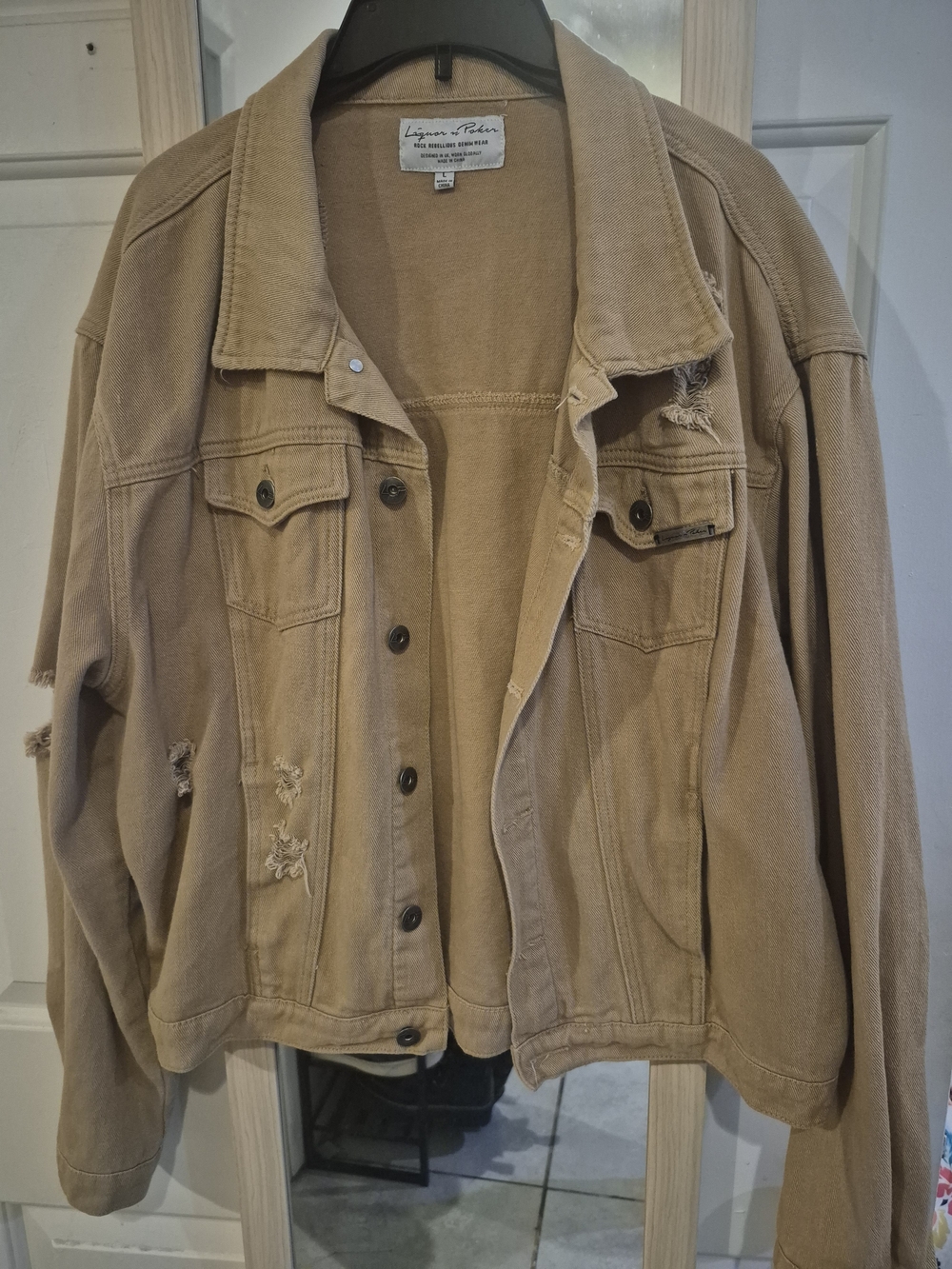 Liquor N Poker Distressed Tan Jacket